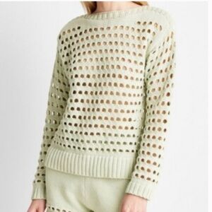 Future Collective Jenee Naylor crew neck open stitch light green hue sweater M